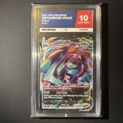 Pokemon TCG Metagross VMAX Chilling Reign 113/198 ACE 10 GEM MINT - Image 1