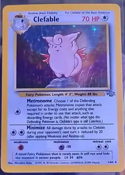 Vintage 1999 Pokemon TCG Jungle Unlimited Clefable Holo 1/64 - Image 1