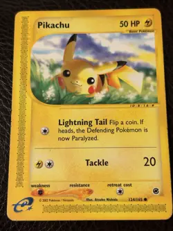 Pokemon Pikachu TCG 124/165 Regular E-Reader Expedition Base Set MP - Image 1
