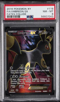 2016 POKEMON XY FATES COLLIDE #119 FULL ART/UMBREON EX PSA 8 - Image 1