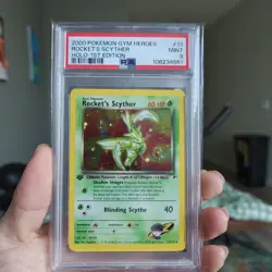 2000 Pokemon Gym Heroes Rocket's Scyther 1st Edition PSA 9 Mint - Image 1