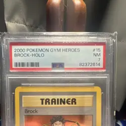 Brock 015/132 Gym Heroes Holo Rare Unlimited PSA 7 Pokemon TCG 2000 - Image 2