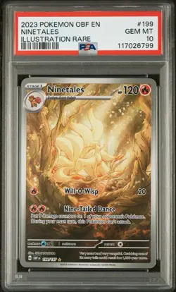 2023 POKEMON OBF EN-OBSIDIAN FLAMES ILLUSTRATION RARE #199 NINETALES PSA 10 - Image 1