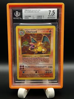 1999 Pokemon Base Set Shadowless #4 Charizard Holo Rare BGS 7.5 w/ 9 Centering - Image 1