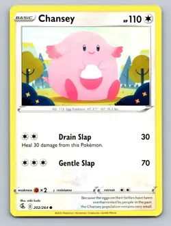 Chansey Common SWSH08: Fusion Strike #202/264 TCG Pokemon Card NM - Image 1