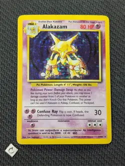 Alakazam 1/102 - Base Set Unlimited Holo Rare Pokemon TCG MP - Image 1