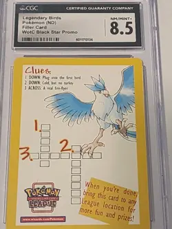 Articuno, ZAPDOS Legendary BIRDS Cgc 8.5 POKEMON TCG Vintage Wizards Ofthe Coast - Image 1