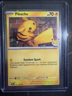 2026 Pokemon Day Stamped Card And Coin NM 051/162 holo pikachu - Image 1