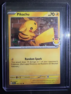 2026 Pokemon Day Stamped Card And Coin NM 051/162 holo pikachu - Image 4