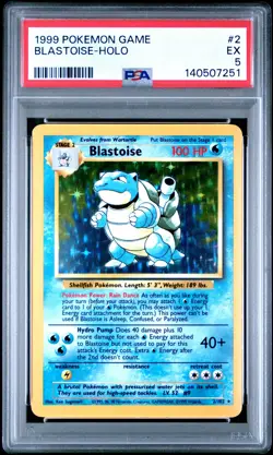 1999 POKEMON BASE SET UNLIMITED #2 BLASTOISE-HOLO PSA 5 - Image 1