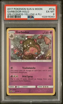 2017 POKEMON SUN & MOON GUARDIANS RISING #51A GARBODOR-HOLO PSA 6 - Image 1
