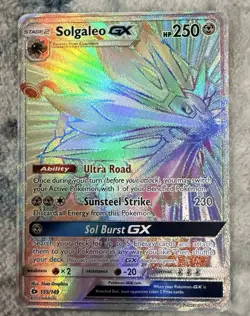 Pokemon Solgaleo GX 155/149 Sun & Moon Base Set Full Art Rainbow Rare Holo MINT - Image 1