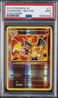 2016 POKEMON XY EVOLUTIONS #11 CHARIZARD-REVERSE FOIL PSA 9 - Image 1