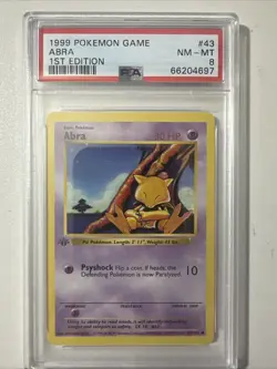 Pokemon PSA 8 1st Edition Abra 043/102 Base Set (Shadowless) - Image 1
