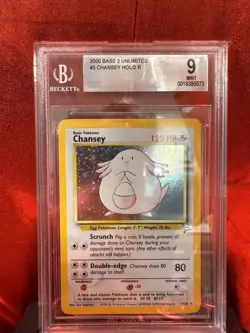 2000 Pokemon Base Set 2 Chansey #3 – BGS 9 Mint – Holo Rare – - Image 1