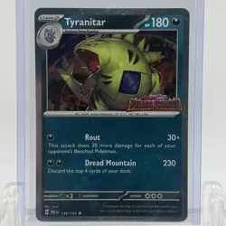 Pokemon TCG Paldea Evolved Tyranitar #135/193 Stamped Promo Cosmos Holo - Image 1