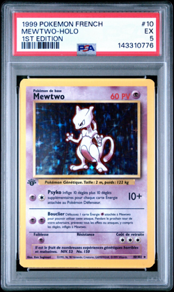 1st Edition 1999 Pokemon French Mewtwo #10/102 Holo PSA 5 EX - Image 1