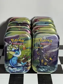 Pokemon Prismatic Evolutions Complete Set of 8 Mini Tins SEALED - Image 1