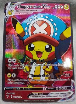 Chopper Pikachu V One Piece Cosplay Pokemon TCG YWGS Custom Fan Art Holo Card - Image 1