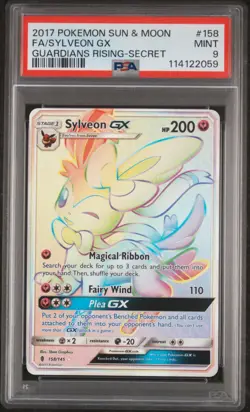 Sylveon GX 158/145 Sun & Moon Guardians Rising Secret Rare PSA 9 Pokemon Card - Image 1