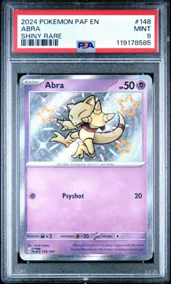 PSA 9 MINT Abra 148/091 Baby Shiny Rare Pokemon Paldean Fates - Image 1