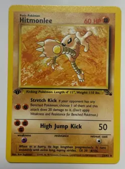 Pokemon TCG Hitmonlee 1st Edition 22/62 Rare Card WOTC Fossil Near Mint (NM) - Image 1