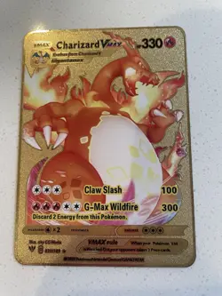 Charizard VMAX HP330 Gold Foil Fan Art Metal Pokemon Card 20/189 - Image 1