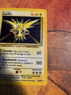 Zapdos Holo Fossil Set | Vintage WOTC Pokemon | Legendary Bird - Image 3