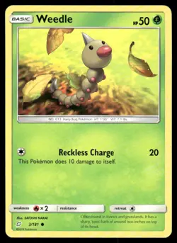 Pokemon Cards Weedle 3/181 Team Up Sun & Moon Common NM - Image 1