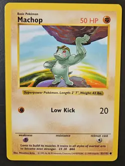 NM Near Mint - SHADOWLESS Machop 52/102 - Base Set - Pokemon TCG - 1999 - WotC - Image 1