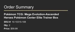 Pokemon Center ETB Ascended Heroes X2 PRESALE SHIPPING 2/20/26 - Image 2