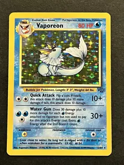Vaporeon 12/64 Jungle Holo Rare 1999 Vintage Pokemon TCG - Image 1
