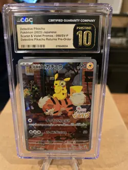 CGC PRISTINE 10 Detective Pikachu STAMPED PROMO 098/SV-P 2023 Pokemon Japan TCG - Image 1