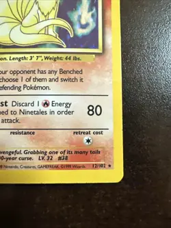 Ninetales 12/102 Holo Rare DMG Pokemon TCG Base Set WOTC DMG - Image 4