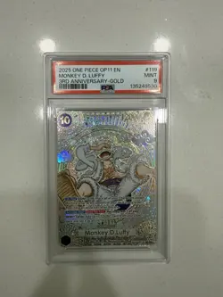 Bandai Monkey D. Luffy OP05-119 Secret Rare Foil SP PSA 9 A Fist of Divine Speed - Image 1