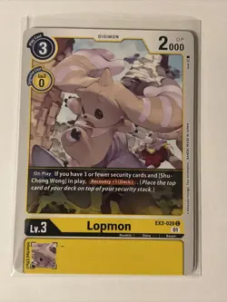 Digimon Card - 4 x Lopmon EX2-020 - Common - Digital Hazard - NM - Image 1