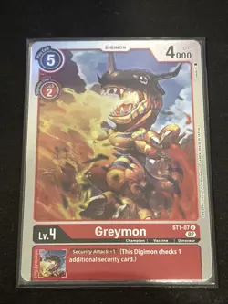 Digimon card game TCG Greymon ST1-07 in RB-01 Holo NM - Image 1