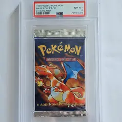 Pokemon Base Set Booster Pack Charizard PSA 8 Wizards of the Coast 1999 - Image 1