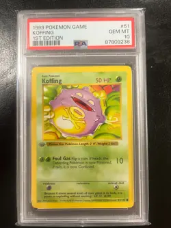 Pokemon PSA 10 GEM MINT Koffing 1st Edition Base Set Shadowless 1999 Card 51/102 - Image 1
