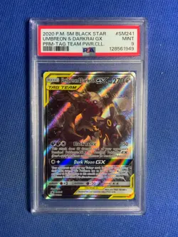 2020 Pokemon SM Black Star Promos Umbreon & Darkrai GX Tag Team SM241 PSA 9 - Image 1