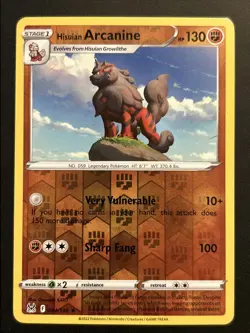 Hisuian Arcanine 84/196 Lost Origin Reverse Holo Rare Pokemon Card TCG NM - Image 1