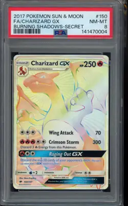 PSA 8 - 2017 Charizard GX (Secret) 150/147 Sm-Burning Shadows Holo Pokemon - Image 1