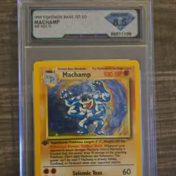 Pokemon Base Set Machamp 8/102 1st Edition Holo Rare DSG 8.5 Graded 1999 - Image 1