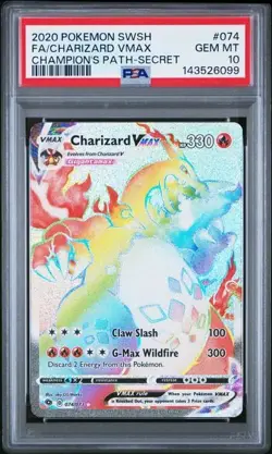 2020 POKEMON SWSH FA CHARIZARD VMAX CHAMPION'S PATH SECRET #074 PSA 10. - Image 1