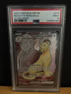 2025 Pokemon Rockets Persian Ex PSA 9 MINT Ultra Rare #219 Destined Rivals - Image 1