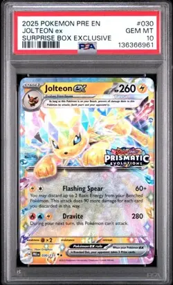 2025 Pokemon Prismatic Evolutions Stamped Jolteon EX #30 PSA 10 Gem Mint - Image 1