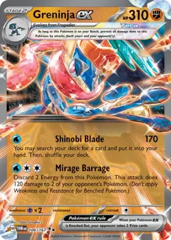 Greninja ex - 106/167 - Pokemon Twilight Masquerade Double Ultra Rare NM - Image 1
