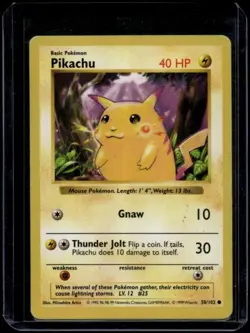 Pokemon TCG Pikachu 58/102 Base Set Shadowless HP - Image 1