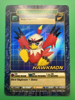 RARE - BO-111 S Hawkmon Digimon 2000 Bandai TCG Holo Foil Card NM/LP - Image 1