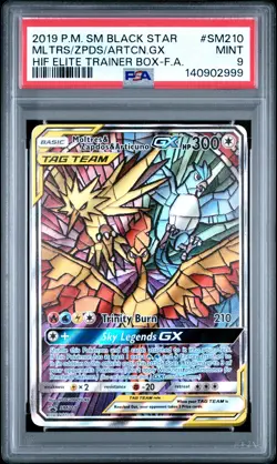 2019 POKEMON SM BLACK STAR PROMO FULL ART/MOLTRES & ZAPDOS & ARTICUNO GX PSA 9 - Image 1
